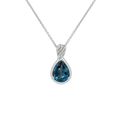 Angara 0.75 Ctw Pear Lab-grown Alexandrite Twisted Frame Infinity Pendant In Platinum/bluish Green Changing To Brownish Or Pinkish Purple