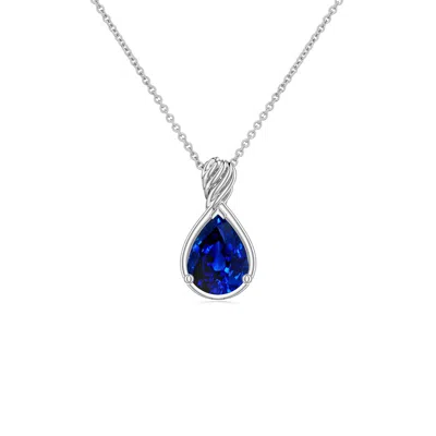 Angara 0.75 Ctw Pear Lab-grown Blue Sapphire Twisted Frame Infinity Pendant In Metallic