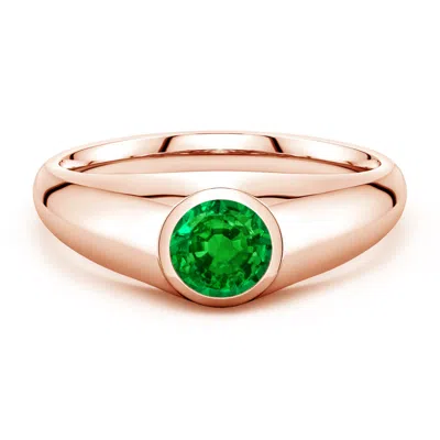 Angara 0.75 Ctw Round Lab-grown Emerald Men's Signet Ring In Gold