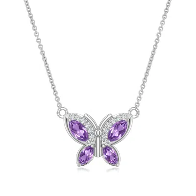 Angara 0.76 Ctw Marquise Amethyst Butterfly Pendant In Platinum/light Purple
