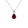 Angara 0.8 Ctw Pear Lab-grown Ruby Twisted Frame Infinity Pendant In Metallic