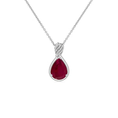 Angara 0.8 Ctw Pear Ruby Twisted Frame Infinity Pendant In Metallic