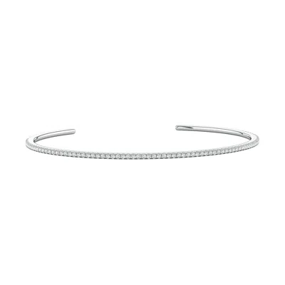 Angara 0.8 Ctw U-pavé Lab-grown Diamond Cuff Bracelet In Metallic