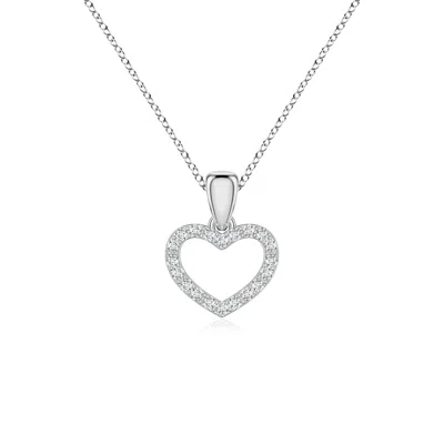 Angara 0.8 Mm Lab-grown Diamond Open Heart Pendant In Metallic