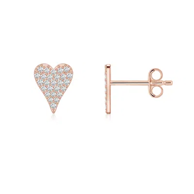 Angara 0.8 Mm Pavé Lab-grown Diamond Elongated Heart Stud Earrings In Gold