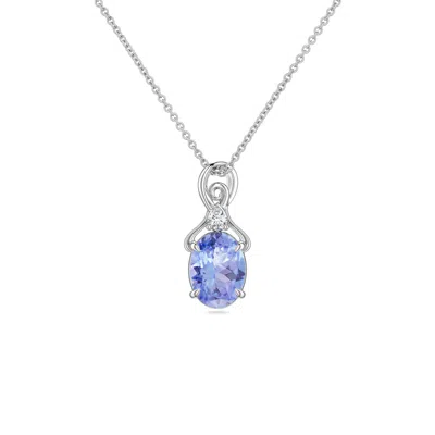 Angara 0.83 Ctw Oval Tanzanite Swirl Pendant With Diamond Accent In Platinum/light Violet Blue