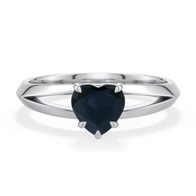 Angara 0.85 Ctw Heart-shaped Blue Sapphire Knife-edge Split Shank Engagement Ring In Platinum/dark Blue
