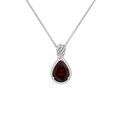 Angara 0.85 Ctw Pear Garnet Twisted Frame Infinity Pendant In Platinum/dark Red