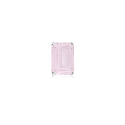 Angara 0.85 Ctw Prong-set Emerald-cut Rose Quartz Solitaire Stud Earring In Platinum/very Light Pink