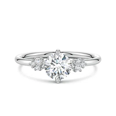 Angara 0.87 Ctw Round Diamond Engagement Ring With Mixed Cut Accents In Metallic