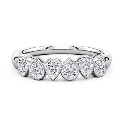 Angara 0.9 Ctw Alternating Bezel-set Pear Diamond Tapered Shank Ring In Metallic