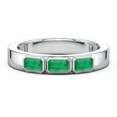 Angara 0.9 Ctw East-west Emerald-cut Emerald Men's Three Stone Ring In Green