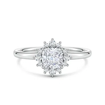 Angara 0.91 Ctw Cushion Lab-grown Diamond Ornate Halo Engagement Ring In Metallic
