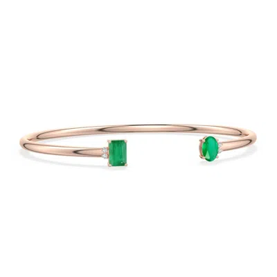 Angara 0.93 Ctw Oval And Emerald-cut Emerald Two-stone Cuff Bracelet In Neutral