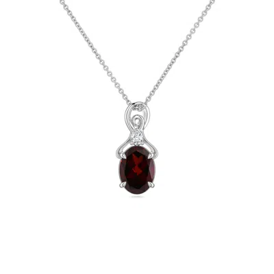 Angara 0.93 Ctw Oval Garnet Swirl Pendant With Diamond Accent In Platinum/dark Red