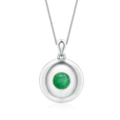 Angara 0.95 Ctw Round Emerald Men's Medallion Pendant With Chain In Green