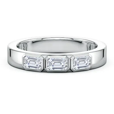 Angara 0.96 Ctw East-west Emerald-cut Lab-grown Diamond Men's Three Stone Ring In Metallic