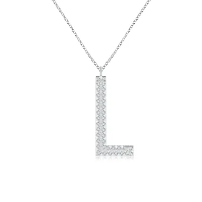 Angara 1 Mm Diamond Capital "l" Knife-edge Initial Pendant In Metallic