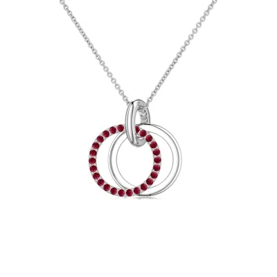 Angara 1 Mm Interlocking Ruby Open Circle Pendant In Metallic