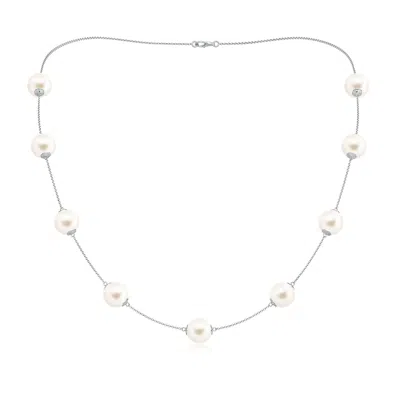 Angara 10-10.5mm 20" Freshwater Pearl Station Necklace In White