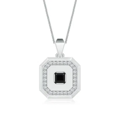 Angara 1.0 Ctw Asscher-cut Enhanced Black Diamond Halo Men's Octagon Medallion Pendant With Chain In Brown