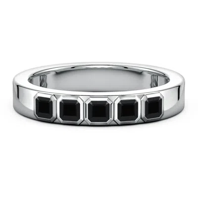 Angara 1.0 Ctw Asscher-cut Enhanced Black Diamond Men's Semi Eternity Ring In Metallic