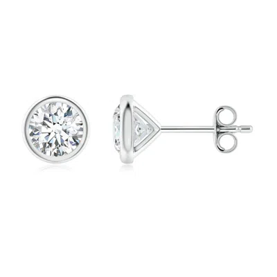 Angara 1.0 Ctw Bezel-set Lab-grown Diamond Men's Martini Stud Earrings In Platinum/d-e