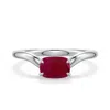 Angara 1.0 Ctw East-west Cushion Rectangular Ruby Curved Engagement Ring In Metallic