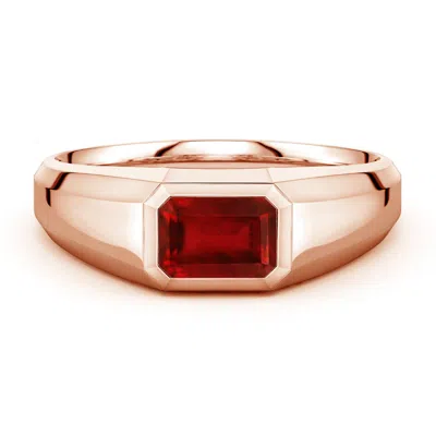 Angara 1.0 Ctw East-west Emerald-cut Lab-grown Ruby Men's Signet Ring In Gold