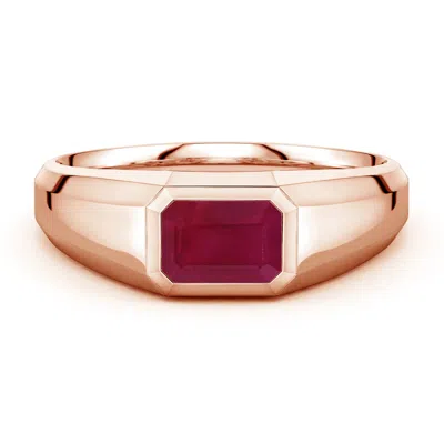 Angara 1.0 Ctw East-west Emerald-cut Ruby Men's Signet Ring In Gold