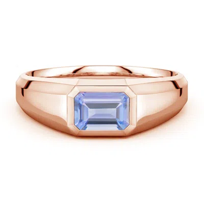 Angara 1.0 Ctw East-west Emerald-cut Tanzanite Men's Signet Ring In Gold