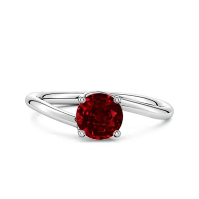 Angara 1.0 Ctw Entwined Vine Round Lab-grown Ruby Solitaire Engagement Ring In Multi