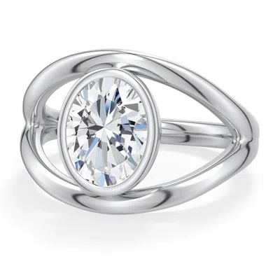 Angara 1.0 Ctw Oval Diamond Bypass Split Shank Engagement Ring In Platinum/g