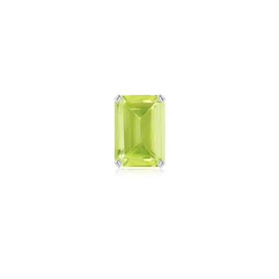 Angara 1.0 Ctw Prong-set Emerald-cut Peridot Solitaire Stud Earring In Platinum/light Yellowish Green