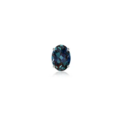 Angara 1.0 Ctw Prong-set Oval Solitaire Lab-grown Alexandrite Stud Earring In Platinum/bluish Green Changing To Brownish Or Pinkish Purple