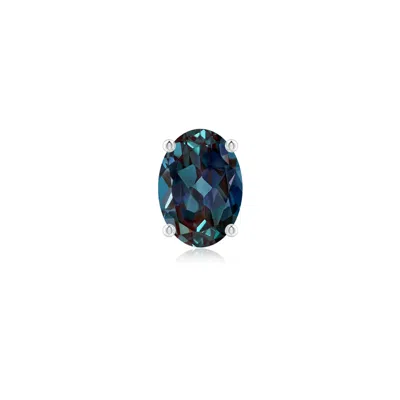 Angara 1.0 Ctw Prong-set Solitaire Oval Lab-grown Alexandrite Stud Earring In Platinum/bluish Green Changing To Brownish Or Pinkish Purple
