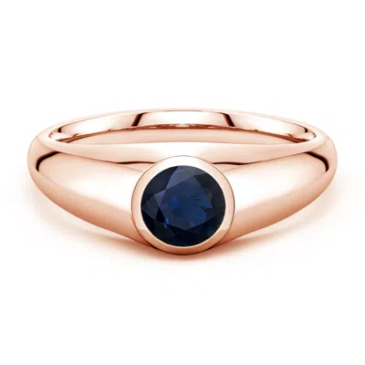 Angara 1.0 Ctw Round Blue Sapphire Men's Signet Ring In Gold