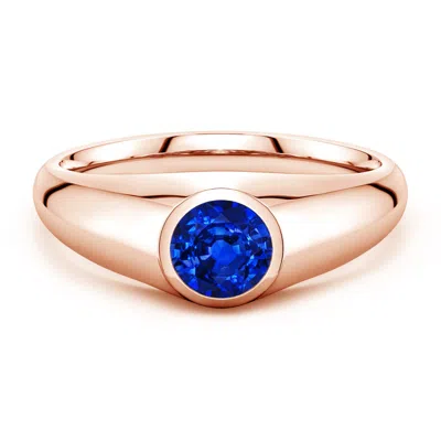 Angara 1.0 Ctw Round Lab-grown Blue Sapphire Men's Signet Ring In Gold