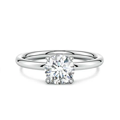 Angara 1.0 Ctw Round Lab-grown Diamond Solitaire Engagement Ring With Heart-shaped Prongs In Silver