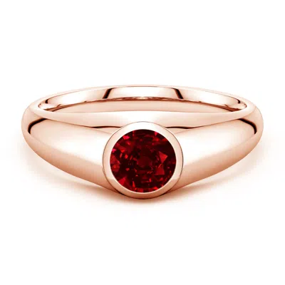 Angara 1.0 Ctw Round Lab-grown Ruby Men's Signet Ring In Gold