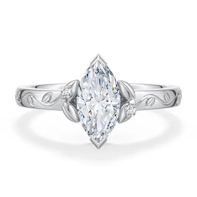 Angara 1.02 Ctw Marquise Diamond Leaf Vine Engagement Ring In Metallic