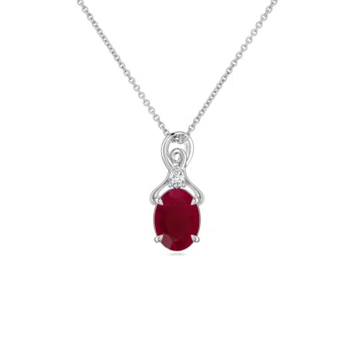 Angara 1.02 Ctw Oval Ruby Swirl Pendant With Diamond Accent
