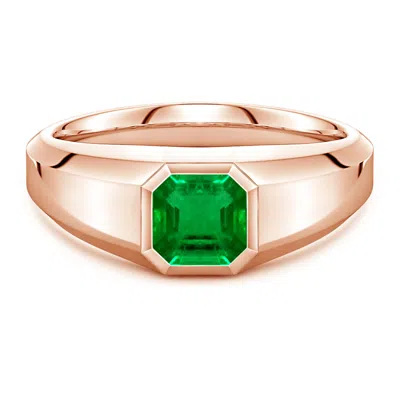 Angara 1.03 Ctw Square Emerald-cut Lab-grown Emerald Men's Octagon Signet Ring In Gold