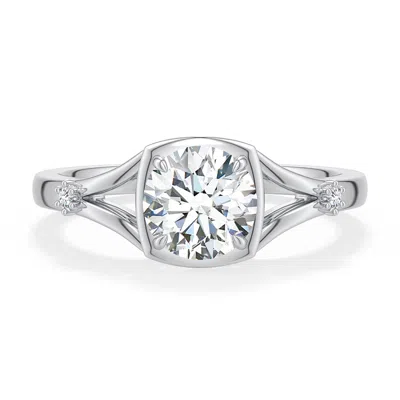 Angara 1.04 Ctw Round Diamond Split Shank Engagement Ring In Platinum/g