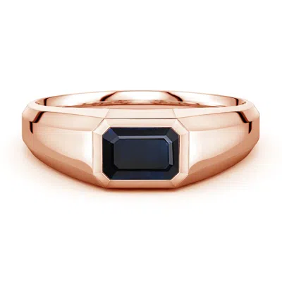 Angara 1.05 Ctw East-west Emerald-cut Blue Sapphire Men's Signet Ring In Gold