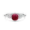Angara 1.05 Ctw Round Ruby Engagement Ring With Mixed Cut Diamonds In Metallic