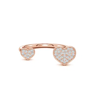 Angara 1.05 Mm Pavé Diamond Double Heart Open Ring In Gold