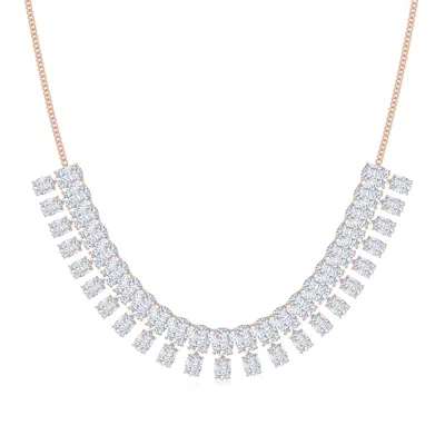 Angara 105.8 Ctw Cushion Rectangular Diamond Fringe Necklace In Rose Gold/g