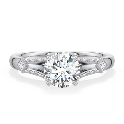 Angara 1.06 Ctw Round Diamond Cathedral Engagement Ring With Accents In Platinum/g