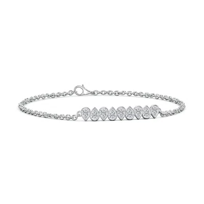 Angara 1.08 Ctw Alternating Bezel-set Pear Lab-grown Diamond Chain Bracelet In Silver